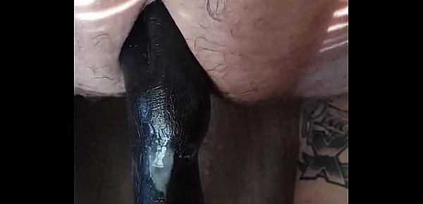  Large Insertions 9, Backing up against fisting dildo